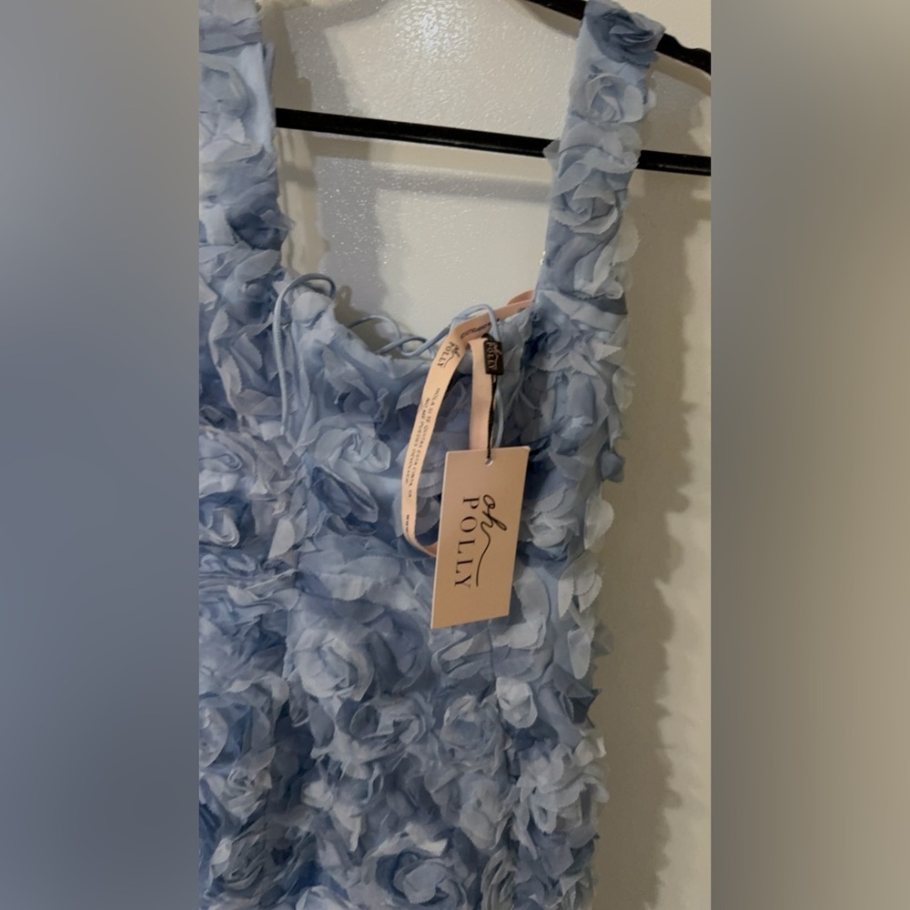 Oh Polly Powder Blue 3D Floral Mini Dress - Picture 9 of 9
